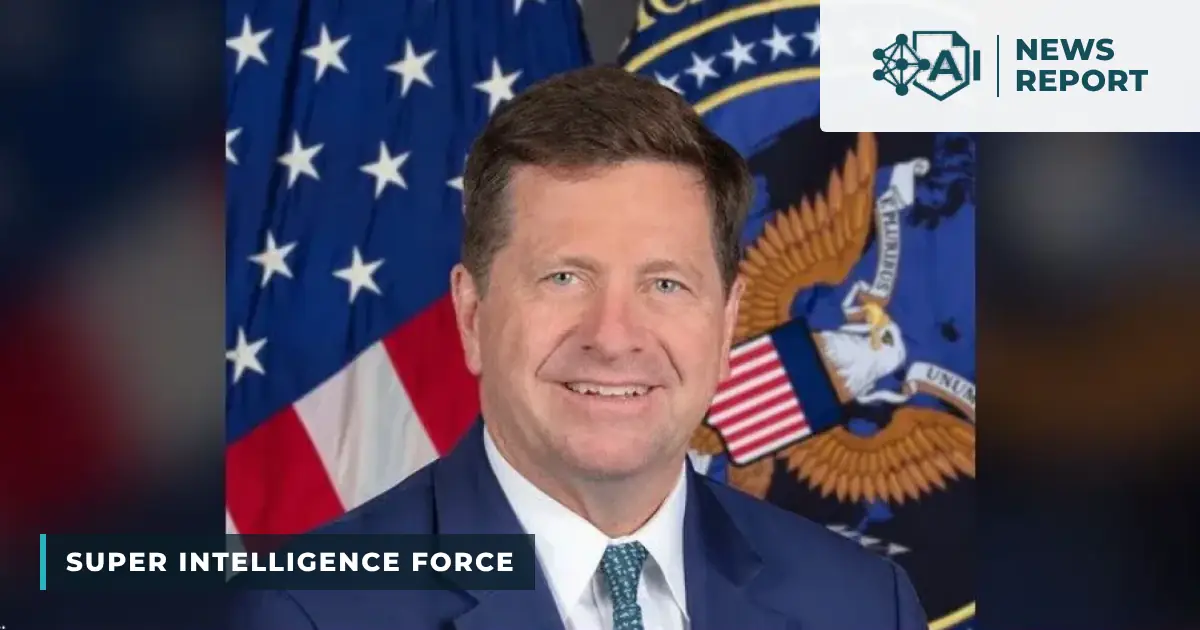 Official portrait of Director of National Intelligence Jay Clayton in front of a US flag and the ODNI seal, with the AI News Report logo top right