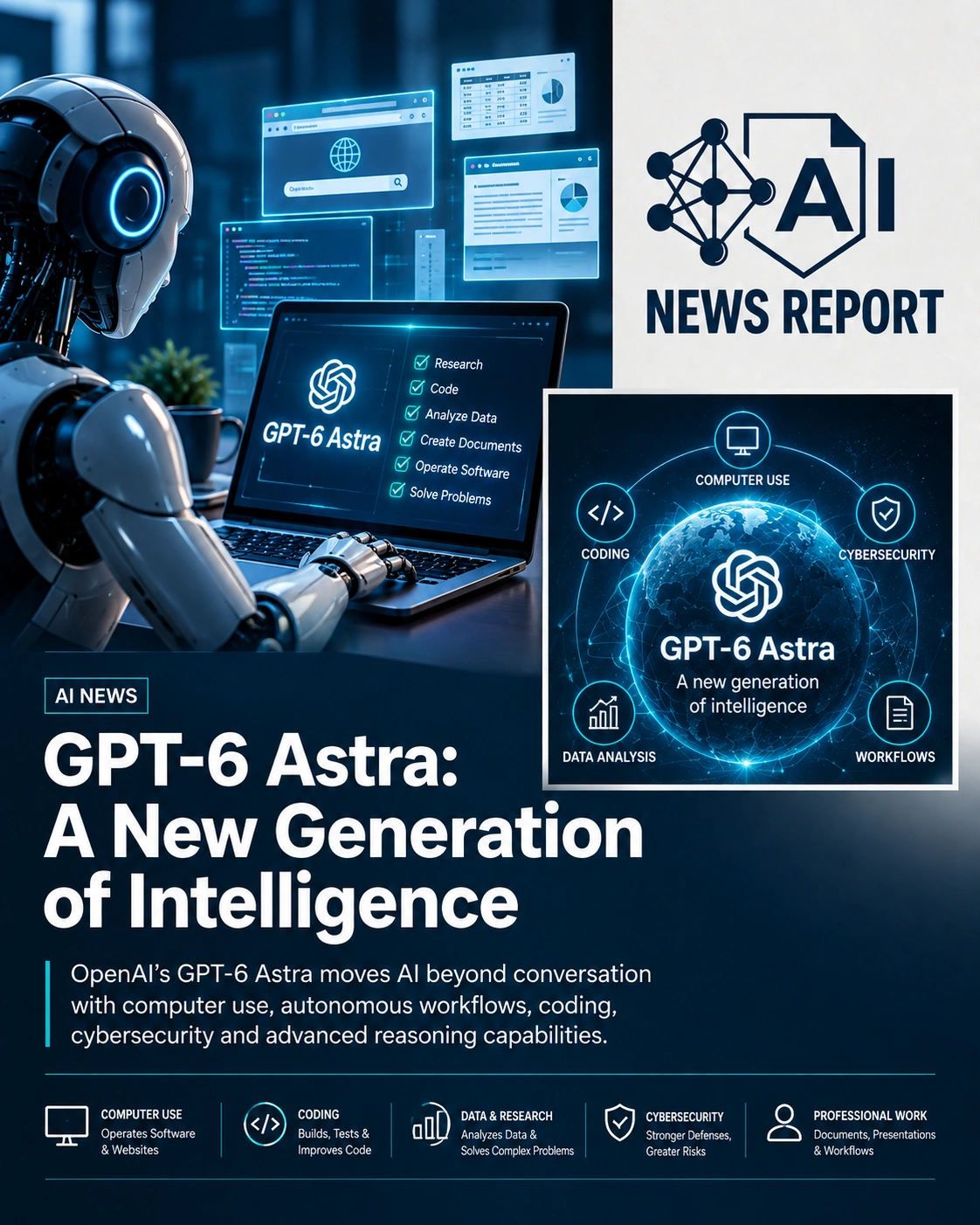 GPT-6 Astra AI model concept with futuristic technology visuals.